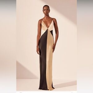 Sofia Contrast Double Strap Maxi Dress - Black/Multi